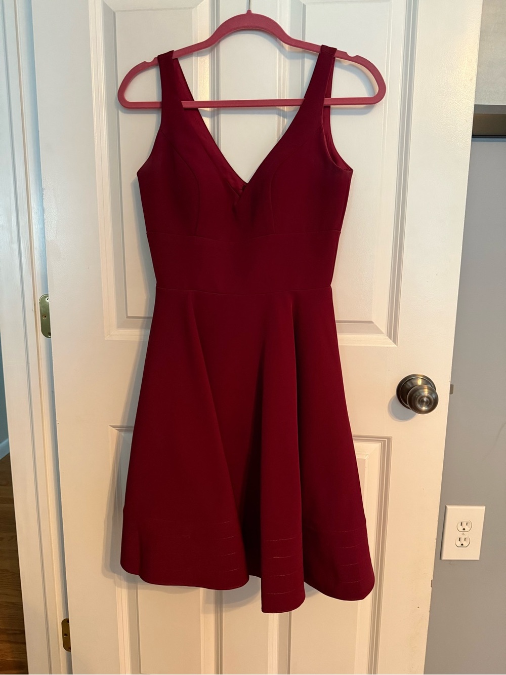 Nordstrom Sleeveless V-Neck Fit-and-Flare Dress in Wine